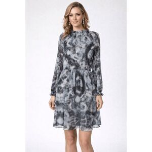 CALVIN KLEIN Tie-Dyed Ruffle-Trim A-Line Dress Size 14